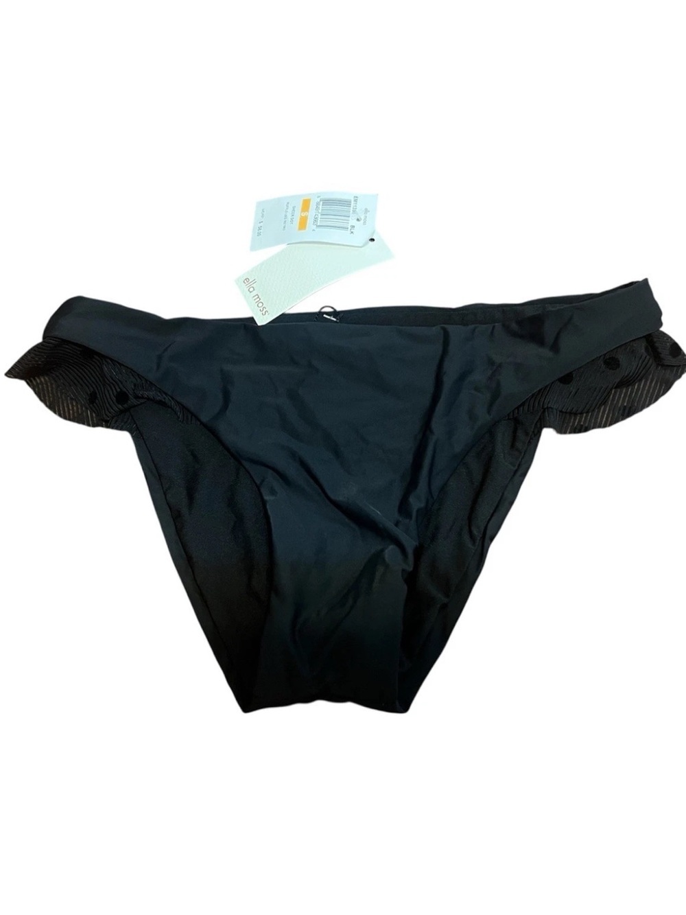 Ella Moss Black Bikini Bottom with Ruffle Side Accents Sz S NWT